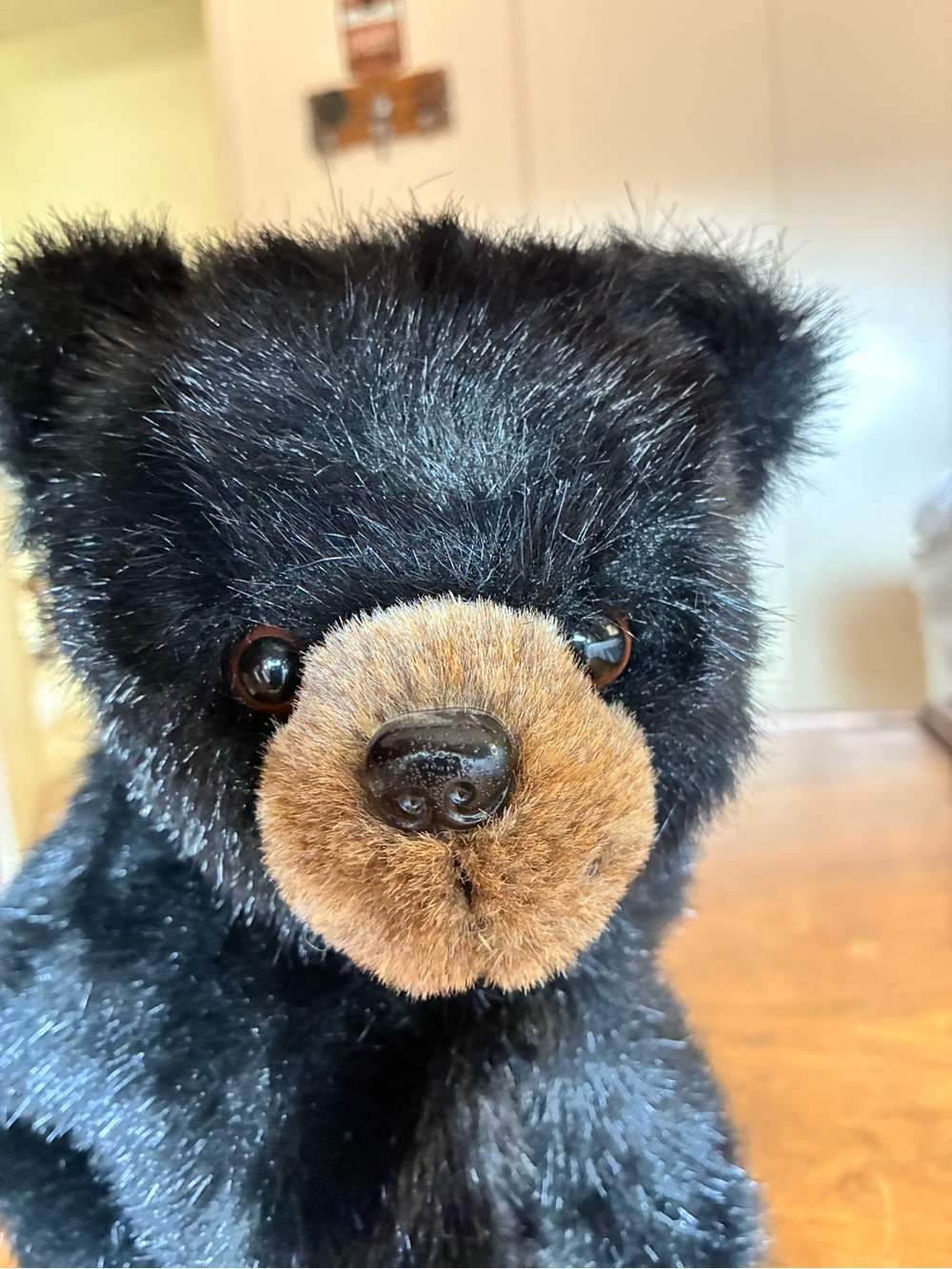 Bearington Collection Black Plush Bear Puppet Stuffed Animal Button Eyes & Nose